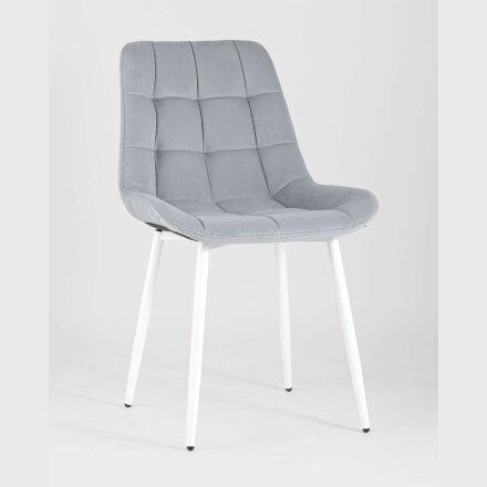 Комплект из четырех стульев Stool Group Флекс велюр светло-серый белые ножки из металла 
