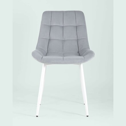 Комплект из четырех стульев Stool Group Флекс велюр светло-серый белые ножки из металла 