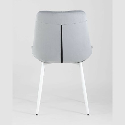Комплект из четырех стульев Stool Group Флекс велюр светло-серый белые ножки из металла 