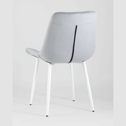Комплект из четырех стульев Stool Group Флекс велюр светло-серый белые ножки из металла 
