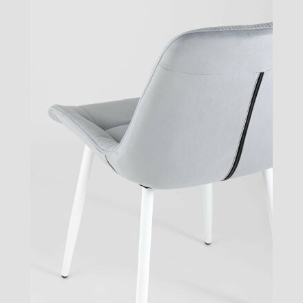 Комплект из четырех стульев Stool Group Флекс велюр светло-серый белые ножки из металла 
