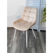 Стул MIAMI G062-03 светлый беж, велюр/ белый каркас М-City