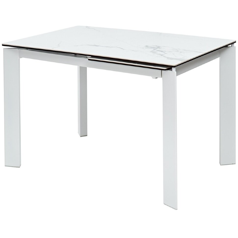 Стол CORNER 120 MATTE STATUARIO Белый мрамор матовый керамика, стекло/ белый каркас, ®DISAUR 