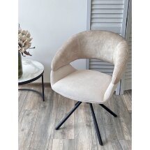Стул EMBER 360 град. поворот. 7525-01 Бежевый, велюр/ ENJOY-100 Белый, ткань/ Черный, ®DISAUR