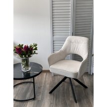 Стул GUARA 180 град. поворот. цвет бежево-белый RAVEN 22 / черный каркас, ®DISAUR