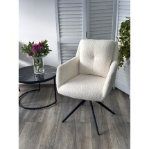 Стул MEADOW 360 град. поворот. Белый XD841-01, букле / черный каркас, ®DISAUR